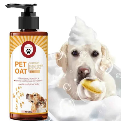 Pet shampoo; cleans fur, removes odors, makes fur soft and not dry, has a long-lasting fragrance, specially designed for pets, suitable for bathing dogs and cats