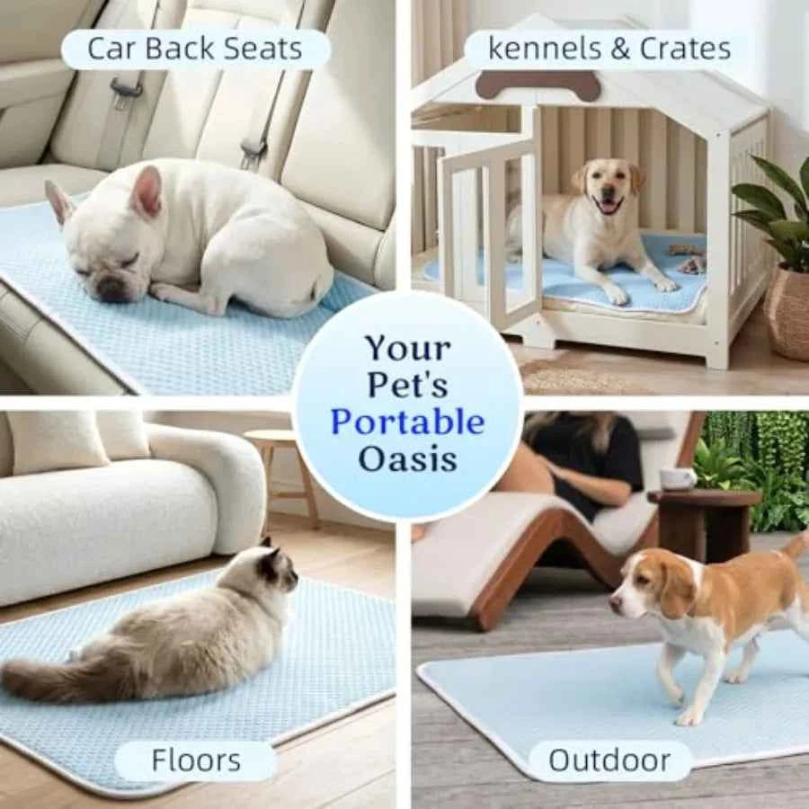 Dog Cooling Mat Instant Self Cooling Pad for Dogs and Cats Breathable Washable Summer Pet Cool Mat Indoor Outdoor, Cold Blanket