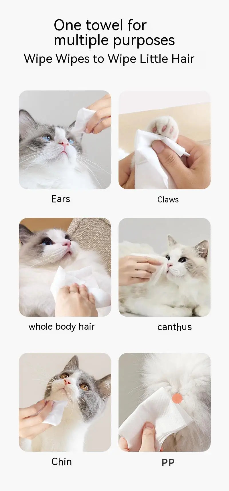 Pet Cleaning Towels, Cats and Dogs Body Eye and Ear Disinfection Hygiene Care Tear Stains Wet Wipes Portable Deodorant Cleaning - Bdba PK