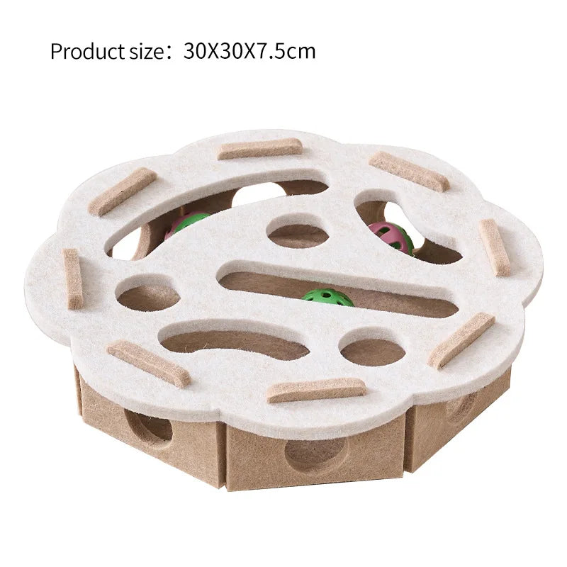 Interactive Cat Puzzle Toy – Felt Maze Box with Tunnel & Bell Ball for Indoor Cat Enrichment - Bdba PK