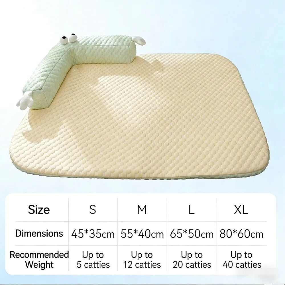 Dog Cool Mat Big-eyed Monster Breathable and Absorbent Mat Summer Cooling Sleeping Washable Pad Cool Nest for Cats Dogs