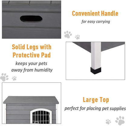 31" Wooden Dog Cage Kennel – Decorative Indoor Dog Crate with Wire Door & Lock - Bdba PK