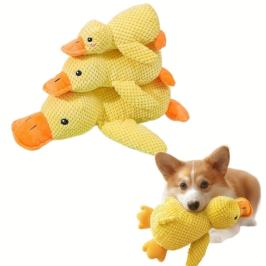 Plush Squeaky Duck Dog Toy – Bite-Resistant Soft Chew Toy for Small & Medium Dogs