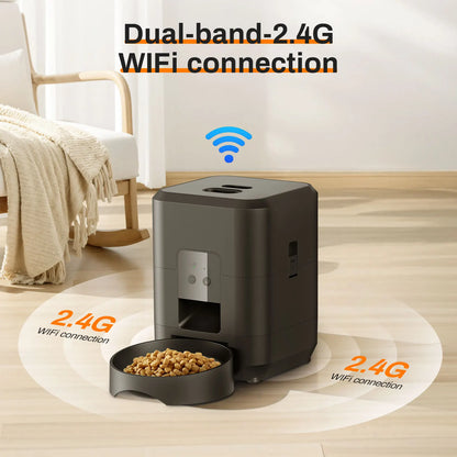 2L Push Button WiFi Camera USB Automatic Pet Feeder Smart Cat Feeder Slow Dog Feeder with Timer Video Pet Feeder Food Bowl