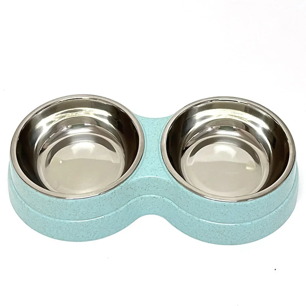 Pet Cat & Dog Dual Bowl - 2-in-1 Food & Water Bowl for Medium Cats, Puppies, Pet Feeding Supplies - Bdba PK