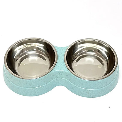 Pet Cat & Dog Dual Bowl - 2-in-1 Food & Water Bowl for Medium Cats, Puppies, Pet Feeding Supplies - Bdba PK