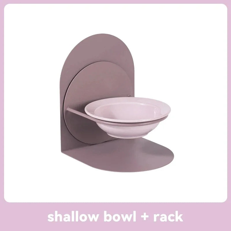 Detachable Pet Cat and Dog Bowl Protects Cervical Vertebrae Against Upset Height Adjustable Pet Ceramic Bowl