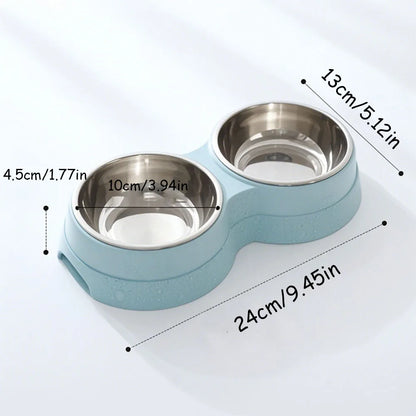 Pet Cat & Dog Dual Bowl - 2-in-1 Food & Water Bowl for Medium Cats, Puppies, Pet Feeding Supplies - Bdba PK