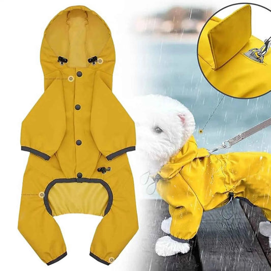 Waterproof Dog Raincoat High-Visibility Yellow Adjustable Jacket Lightweight Protection For Pets Rainy Snowy Day Walks & Outdoor