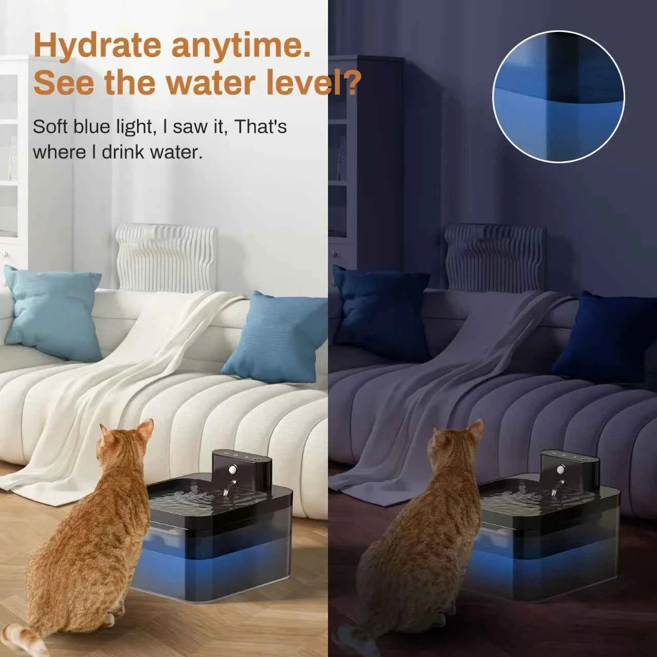 2.2L Wireless Charging Automatic Water Fountain  Intelligent Pet Water Dispenser With Filter Drinking Fountain For Cats Dogs