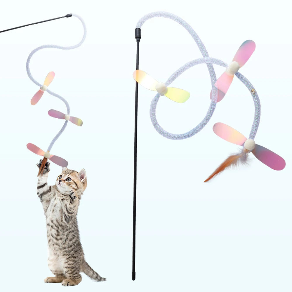 2pcs Spring Hose Feather Sequins Cat Teaser Stick Cat Rod Kitten Pet Toys