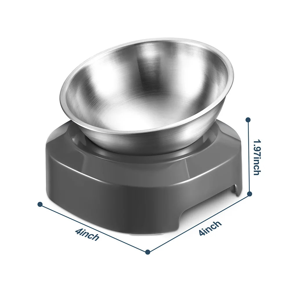 Elevated Pet Bowl 304 Stainless Steel - Adjustable Height Neck Support Large Wide Mouth Feeder for Cats and Dogs