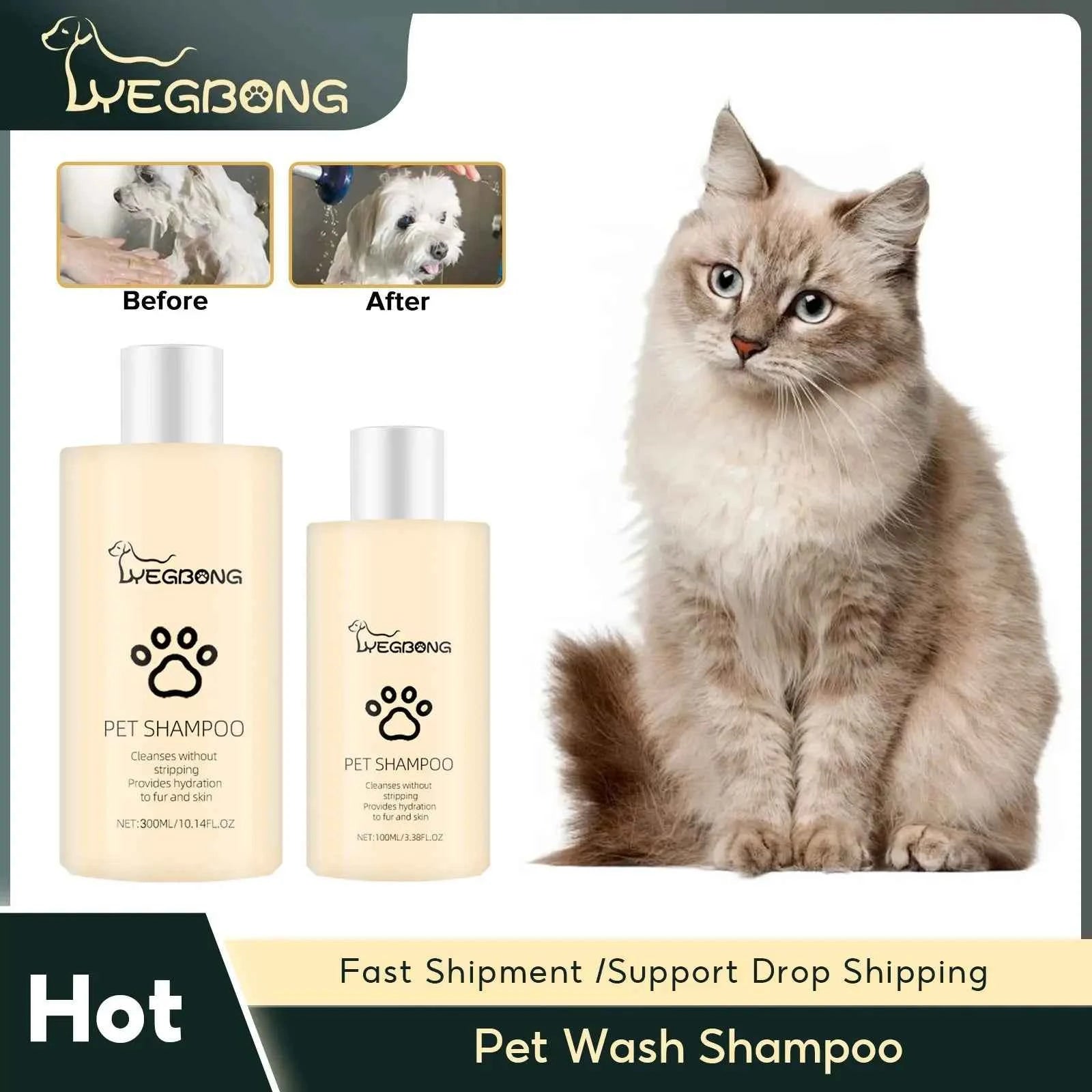 Pet Shampoo Cats and Dogs Gentle Cleansing Natural Formula Smooth Non Tangling Fur Fragrance Moisturizing Pet Grooming Supplies