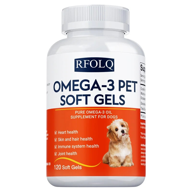 Omega-3 Pet Supplement - Fish Oil for Dogs with EPA & DHA - Supports Heart, Skin, Coat & Immune Health