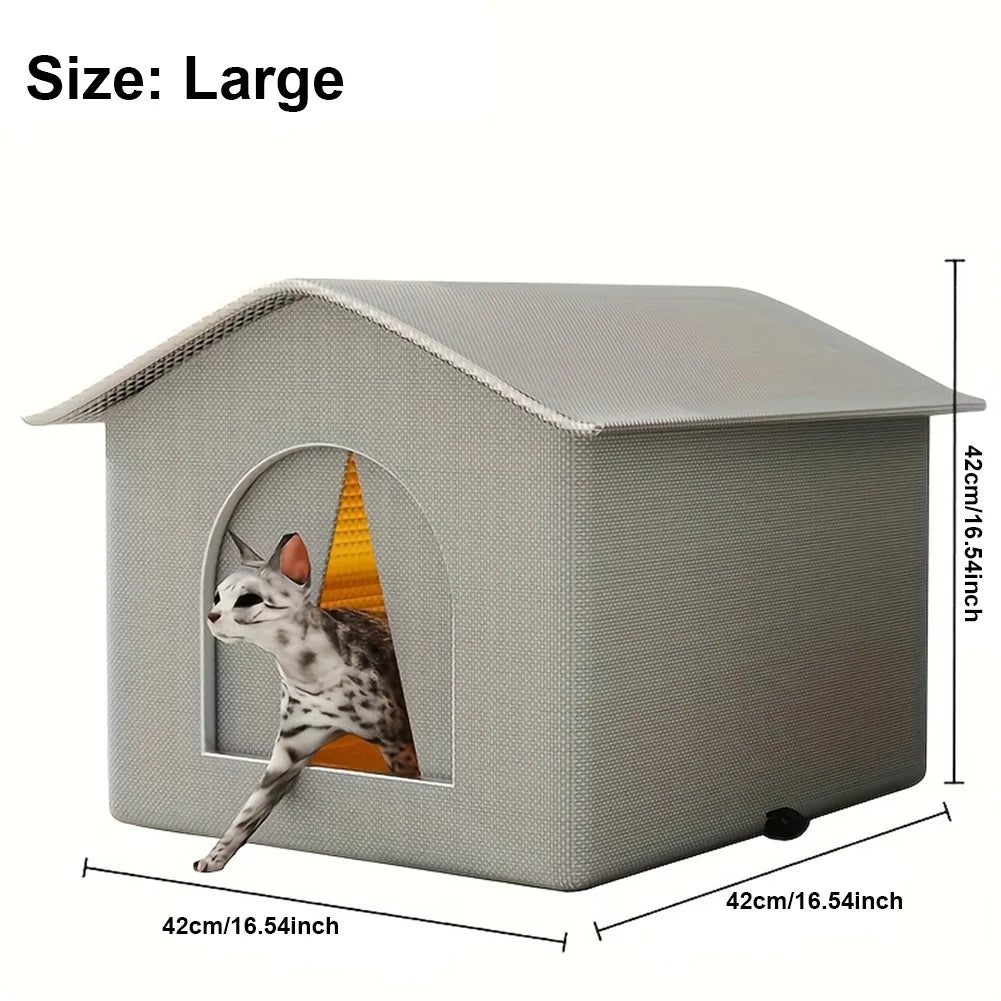 Waterproof Cold-Resistant Outdoor Pet Tent – Enclosed Winter Warm House for Stray Cats & Dogs (Gray) - Bdba PK