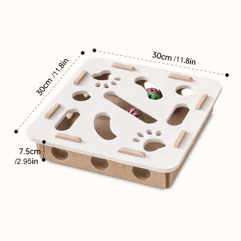 Interactive Cat Puzzle Toy – Felt Maze Box with Tunnel & Bell Ball for Indoor Cat Enrichment - Bdba PK