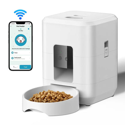 2L Push Button WiFi Camera USB Automatic Pet Feeder Smart Cat Feeder Slow Dog Feeder with Timer Video Pet Feeder Food Bowl