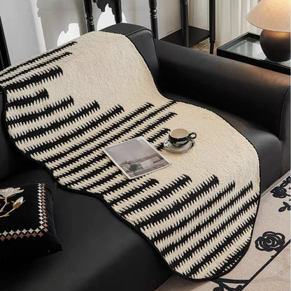 Unique Shape Warm Jacquard Tuffed Fleece Anti-Slip Sofa Cover for Living Room Couch Seat Cover, Universal Sofa Slipcover