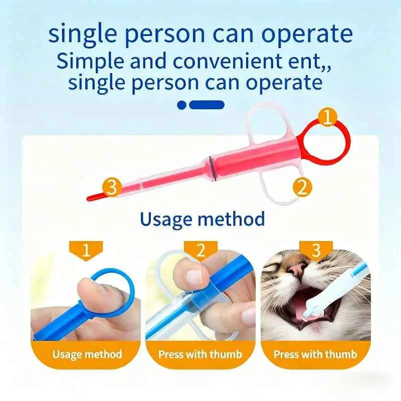 Pet Pill Dispenser  With Soft Tip, Cat Dog Medicine Dispenser Shooter With Ergonomic Plunger, Small Animal Feeding Tool