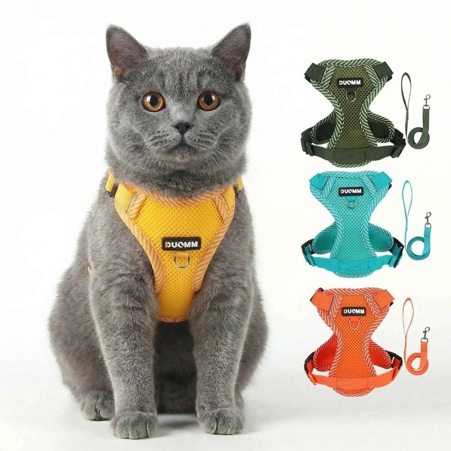 Escape Proof Cat Harness with Leash, Reflective Adjustable Mesh Vest for Cats and Kittens, Safe Outdoor Walking Training Harness