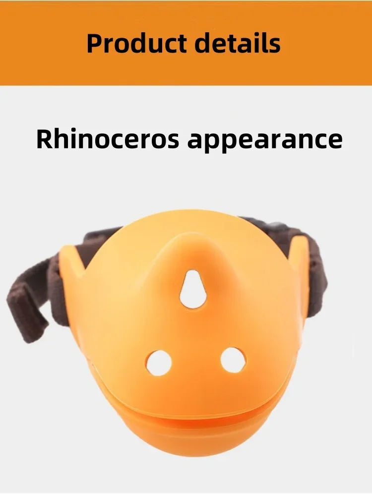 Pet Dog Pure Silicone Muzzle Anti-barking and Anti-bite Rhino-shaped Muzzle Medium and Small Sized Dogs Mouth Blocking Tool