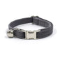 Personalized Cat Collar with Bell, Customized Nameplate, Adjustable ID Metal Buckle, Black and Grey Velvet Cat Collars with Bell