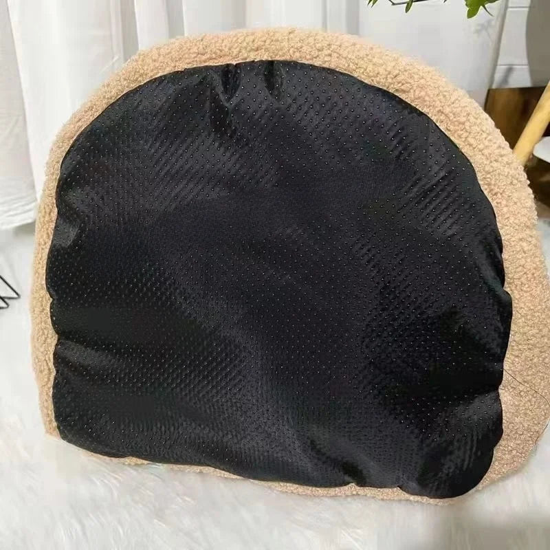 Semi-Enclosed Cat House Winter Nest – Warm Sleeping Bed for Kittens, Cats & Small Dogs (Brown, S/M/L) - Bdba PK