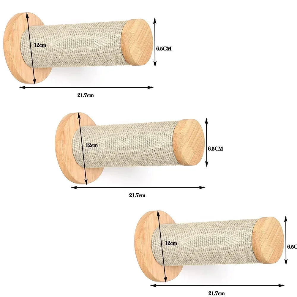Wooden Cat Climbing Shelves Wall Mounted Cat Tree Sisal Scratching Post Pedal Hammock Indoor Kitten Playground Cats Accessories