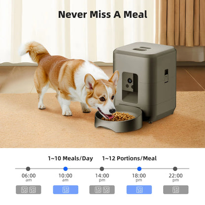 2L Push Button WiFi Camera USB Automatic Pet Feeder Smart Cat Feeder Slow Dog Feeder with Timer Video Pet Feeder Food Bowl