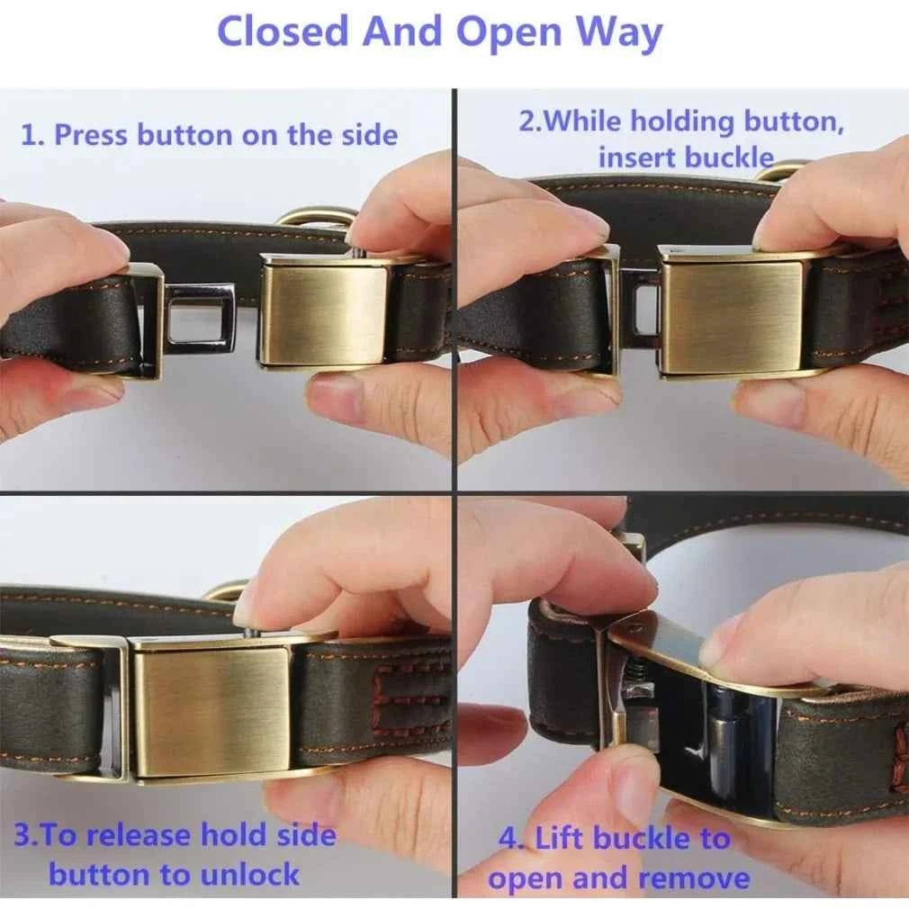 Fench BULLDOG Collar Chede Basic Classic Luxury Padded Leather Dog Collar The Seatbelt Buckle for Large Medium Small Pets