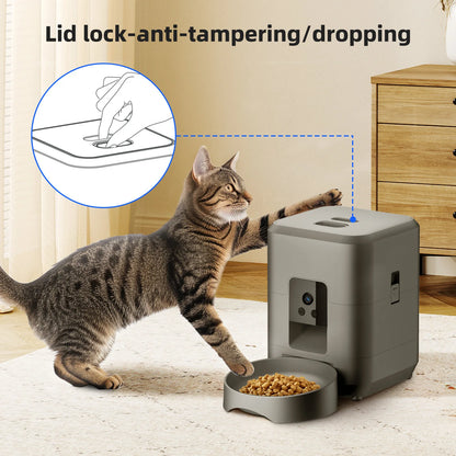 2L Automatic Pet Feeder Cat Smart Pet Feeder Wi-Fi & Camera Controlled feeder Dog & Cat Food Dispenser Remote App (No 5V 2A plug - Bdba PK