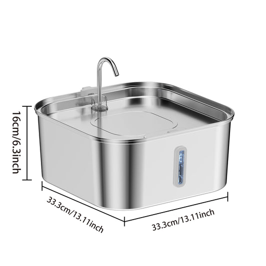 14L/7L Automatic Dog Water Fountain Stainless Steel Cat Pet Fountain with window Silent Cat Dog Water Feeder( No 5V 1A Plug - Bdba PK