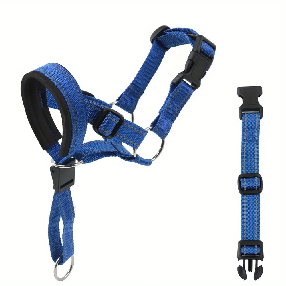 2-Pack Adjustable Nylon Dog Muzzles with Reinforced Stitching–Leader Halter with Safety Strap for Training and Pull-Free Walks - Bdba PK