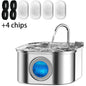 3.2 Stainless Steel L Pet Water Fountain with LED Indicator and Visual Water Level to Keep Cats and Small Dogs’ Water Fresh