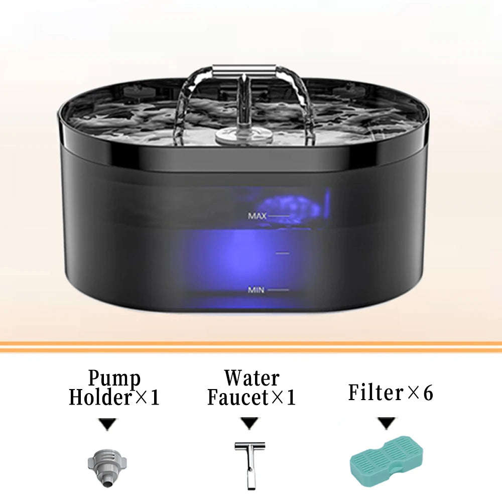 2.2L T-shaped Cat Water Fountain,Pet Water Dispenser With Filter,Dog Drinking Fountain For Cats,Ultra Quiet Water Pump - Bdba PK