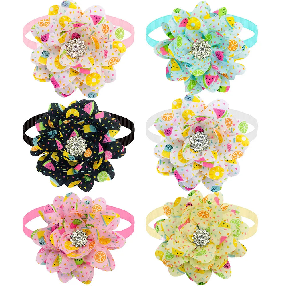New 50PCS Flower Bowties For Dogs Fashion Dianomd Pet Dog Bow Tie Collar Dog Pet Grooming Accessories For Small Dogs