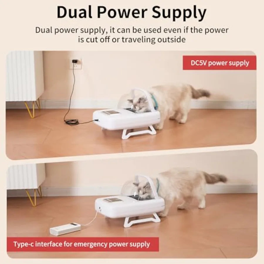 Automatic Cat Feeder with RFID Collar Sensor for 134.2kHz 15-Digit Pet Chip ID White ABS Plastic Anti-Food-Grabbing Design for