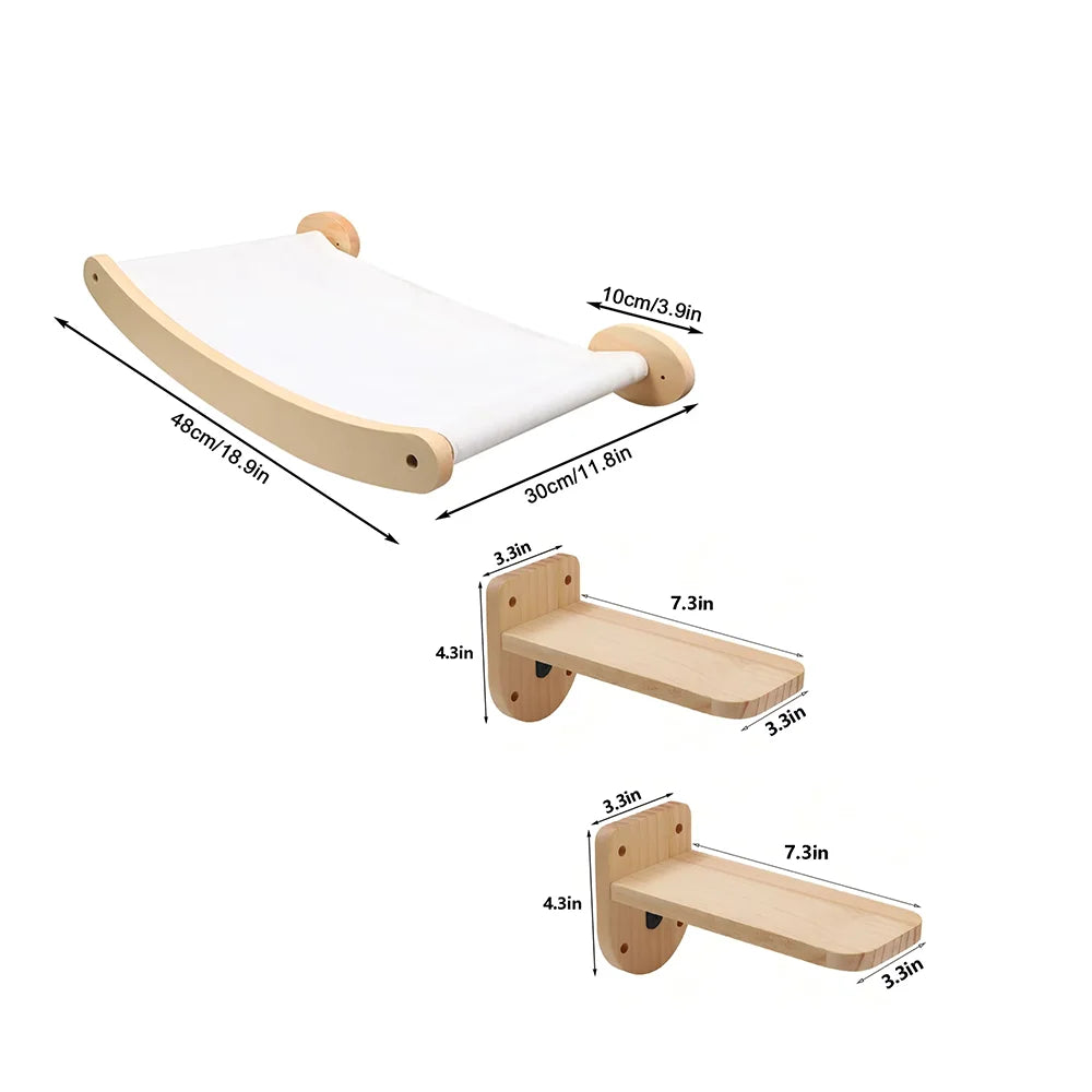 Cat Hammock and Stairway with Sisal Rope Wall Mounted Climbing Shelf Scratching Grinding Claws Toy for Kitten Cats Furniture