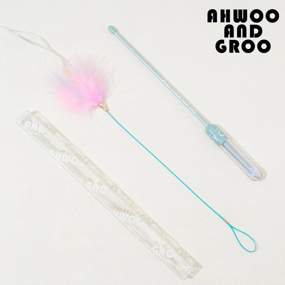 Starry Sky Cat Teaser Wand Kitty Interactive Toys Kitten Funny Feather Colorful Three Sections Rod Teaser Wand Pet Cat Supplies
