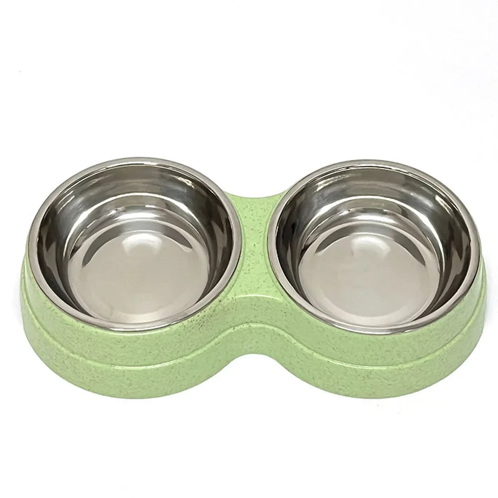 Pet Cat & Dog Dual Bowl - 2-in-1 Food & Water Bowl for Medium Cats, Puppies, Pet Feeding Supplies - Bdba PK