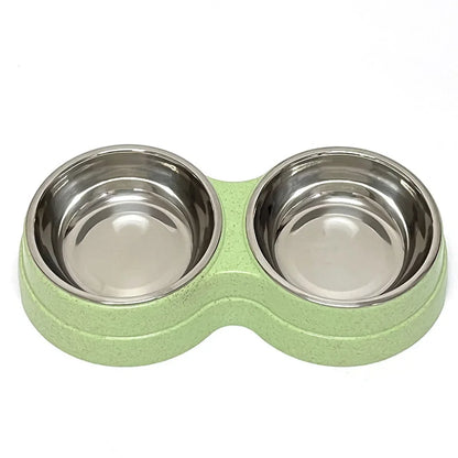 Pet Cat & Dog Dual Bowl - 2-in-1 Food & Water Bowl for Medium Cats, Puppies, Pet Feeding Supplies - Bdba PK
