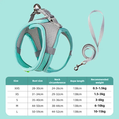 Pet Things Cat Accessories Cute Adjustable Cat Collar and Leash Set for Walking Safe Reflective Soft Comfortable Vest - Bdba PK