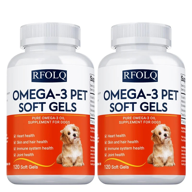 Omega-3 Pet Supplement - Fish Oil for Dogs with EPA & DHA - Supports Heart, Skin, Coat & Immune Health