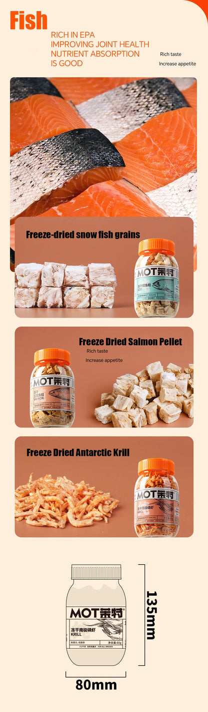 Freeze Dried Chicken Pellets Egg Yolk Quail Salmon Cod Duck Chicken Breast Duck Pellets Mixed Pet Snack