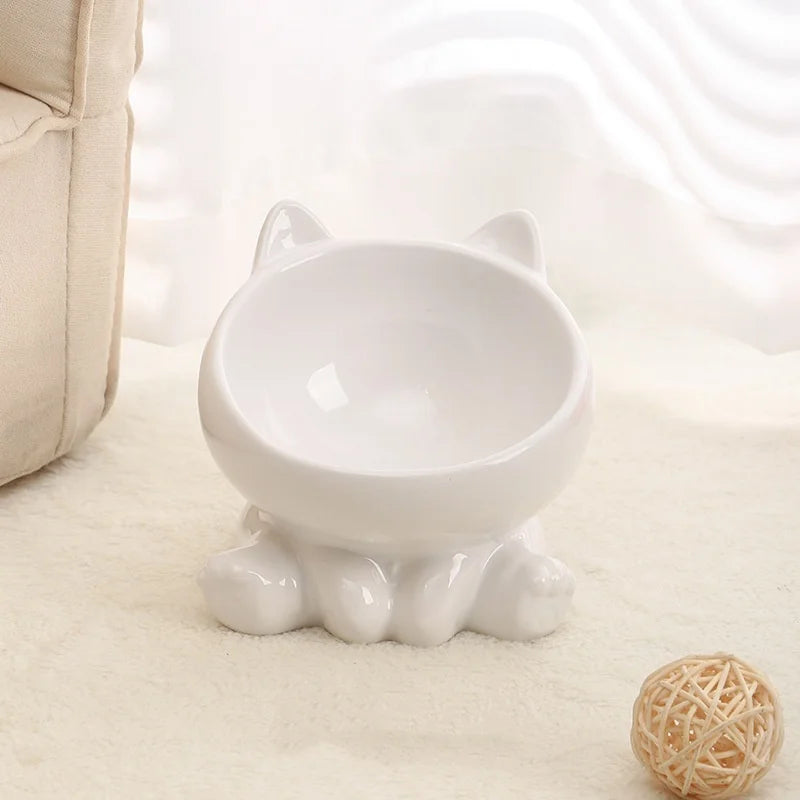 Cat Bowl Pet Accessories Ceramic Diagonal High Feet Cute Protection Cervical Spine Dog Bowl Drink Water Bowl Pet Supplies - Bdba PK