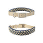 Hand-Knitted Leather Pet Collar Leash Set Multi-Colored Stripe Dog Collar Soft Adjustable Braided Dog Collar with Metal Buckle