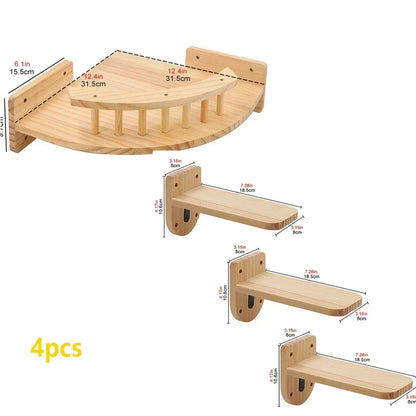 Wooden Cat Tree Tower Cat Wall Furniture Climbing Shelves Perches Sisal Scratcher Hammock Steps and Ladder Indoor Cats Walk Gym