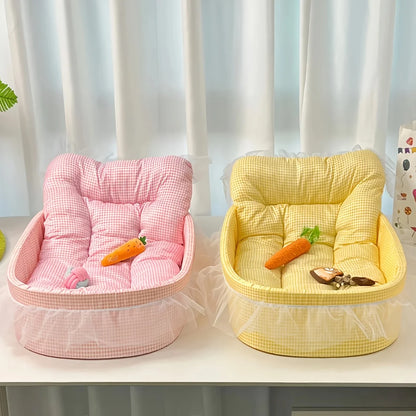Lace-Trimmed Princess Pet Bed – Soft Oval Plush Winter Bed for Small Dogs & Cats - Bdba PK