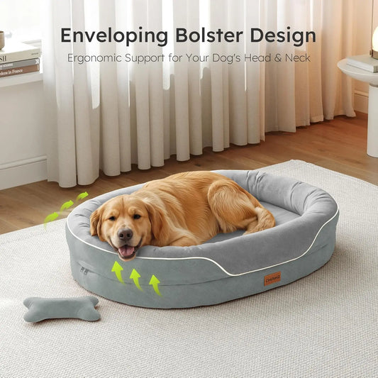 Extra Large Orthopedic Dog Bed with Cooling Memory Foam, Washable Sofa and Nonslip Bottom for Big Dogs