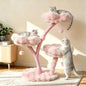 105cm Tall Cat Tree Pink Vertical Cat Tower Activity Center for Cats Cushioned Flower Platforms, Dangling Ball Scratching Posts Pet House Furniture
